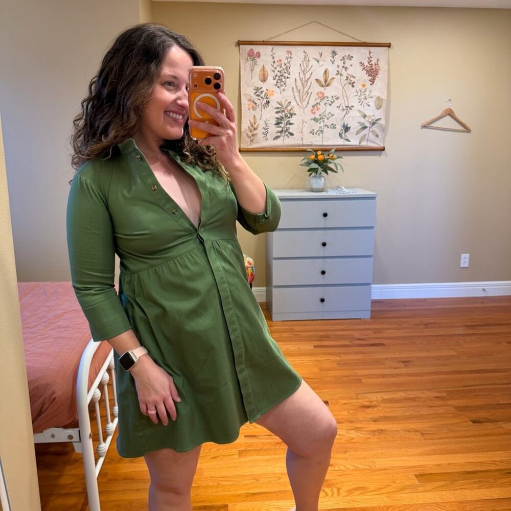 Tuckernuck Green Long Sleeve Mini Dress XS